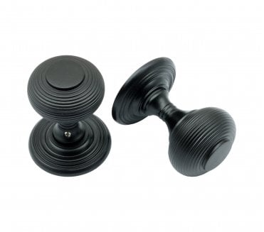 Prima MB2030 Solid Brass Reeded Concealed Door Knobs - Matt Black