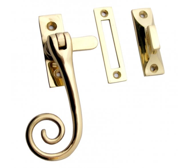 Prima Monkey Tail Casement Window Fastener - Polished Brass