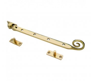 Prima Monkey Tail Casement Window Stay - Polished Brass