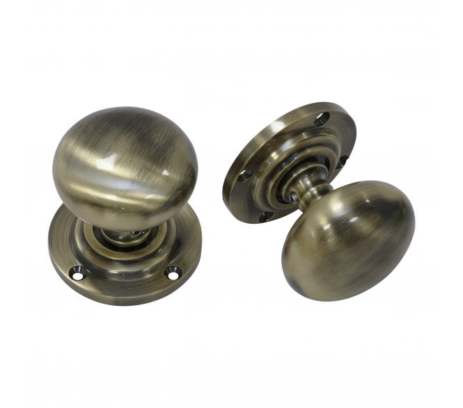 Prima Mushroom Mortice Knobs - Antique Brass