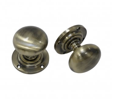 Prima Mushroom Mortice Knobs - Antique Brass