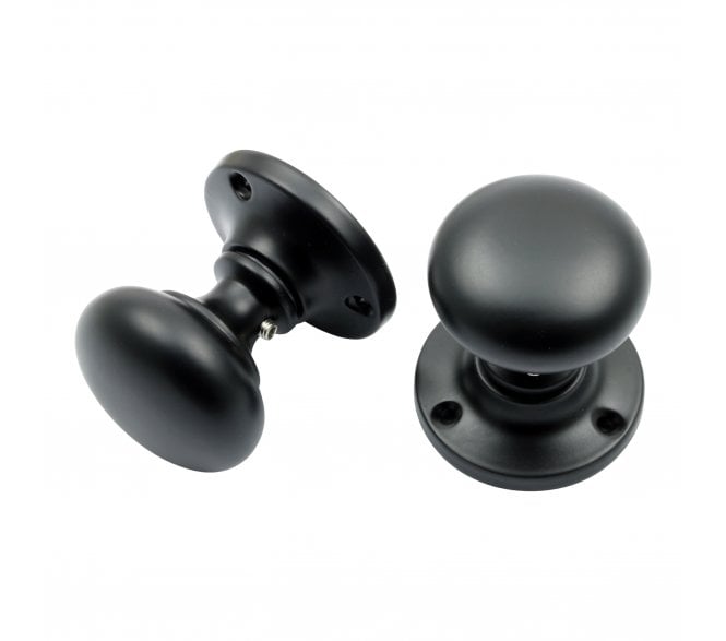 Prima Mushroom Mortice Knobs - Matt Black