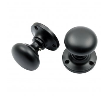 Prima Mushroom Mortice Knobs - Matt Black