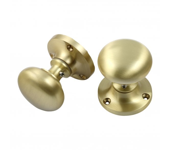 Prima Mushroom Mortice Knobs - Satin Brass
