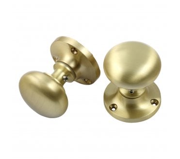 Prima Mushroom Mortice Knobs - Satin Brass