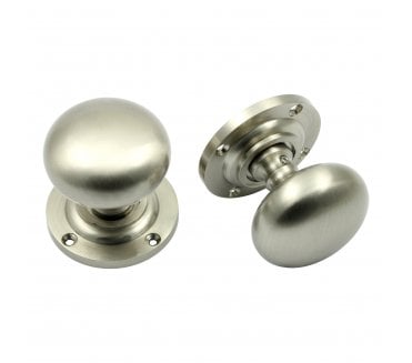 Prima Mushroom Mortice Knobs - Satin Nickel