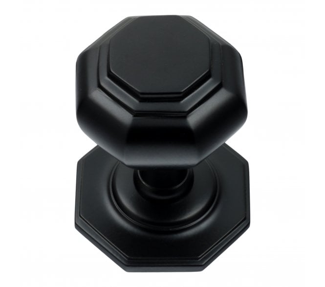 Prima Octagonal Centre Door Knob - Matt Black