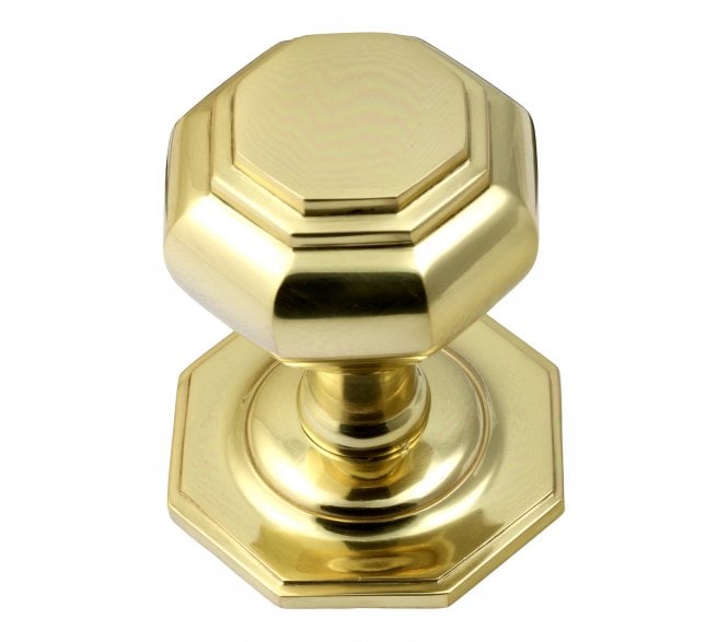 Prima Octagonal Centre Door Knob - Polished Brass