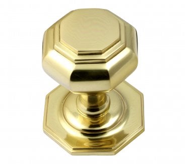 Prima Octagonal Centre Door Knob - Polished Brass