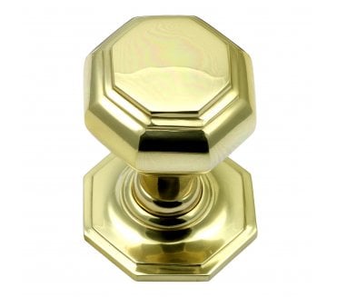 Prima Octagonal Centre Door Knob - Polished Brass