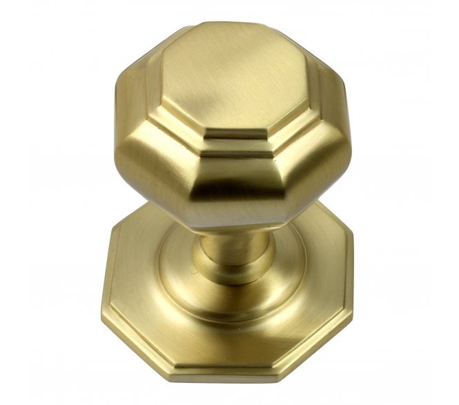 Prima Octagonal Centre Door Knob - Satin Brass