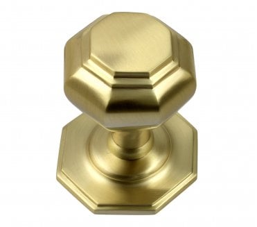 Prima Octagonal Centre Door Knob - Satin Brass