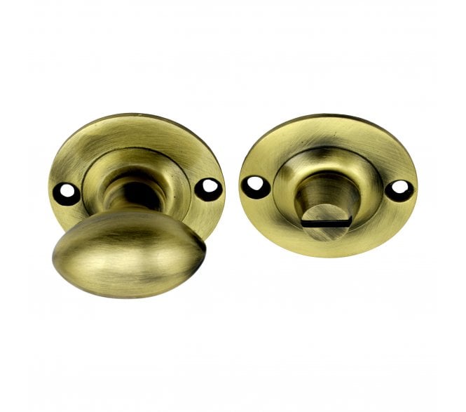Prima Oval Bathroom Thumbturn & Release Set - Antique Brass