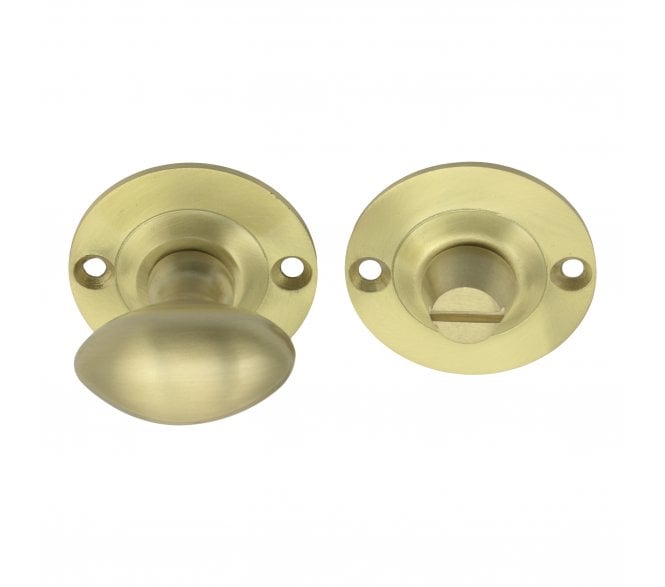 Prima Oval Bathroom Thumbturn & Release Set - Satin Brass