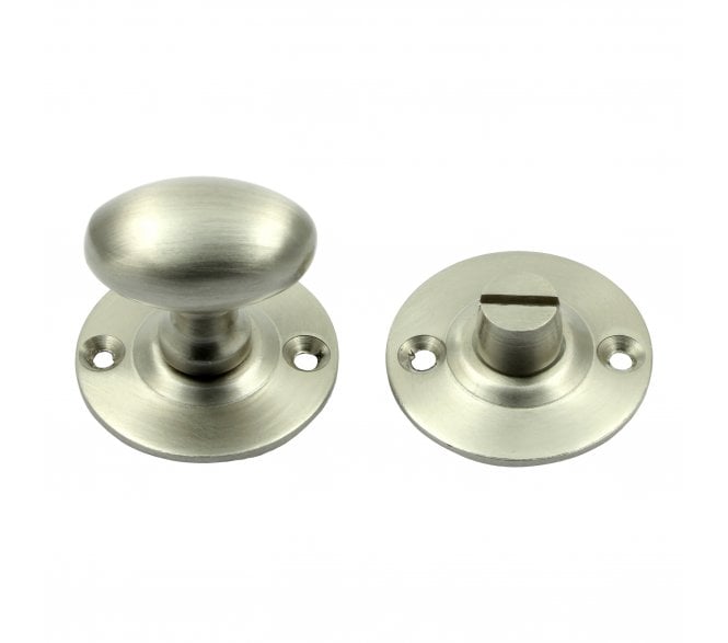 Prima Oval Bathroom Thumbturn & Release Set - Satin Nickel