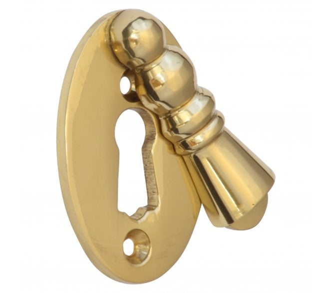 Prima Oval Lady Standard Keyhole Escutcheon Cover - Polished Brass