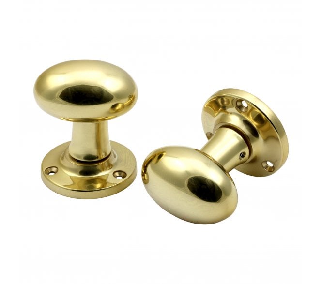 Prima Oval Mortice Knobs - Polished Brass
