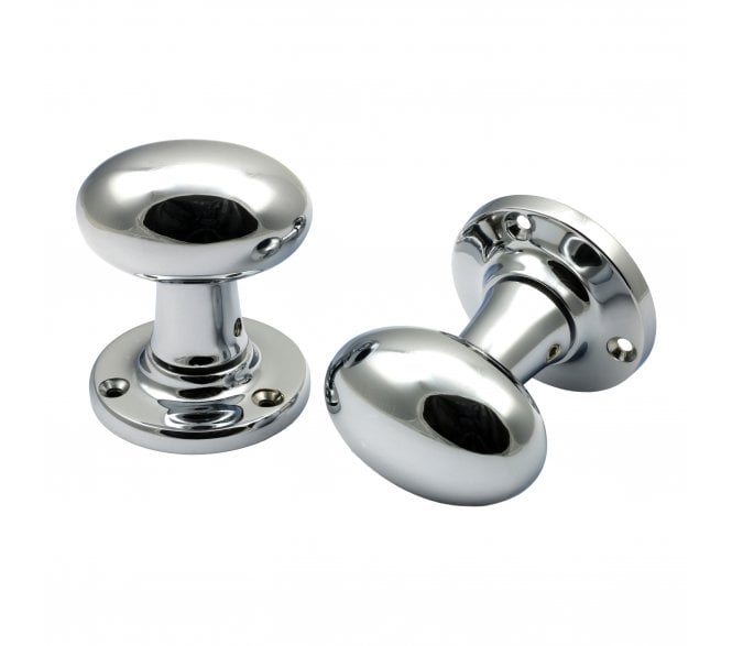 Prima Oval Mortice Knobs - Polished Chrome