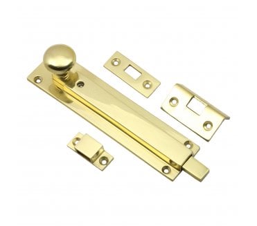 Prima PB2017 Straight Locking Door Bolt - Polished Brass