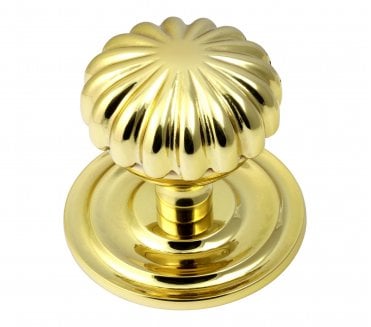Prima PB668 Flower Centre Door Knob - Polished Brass
