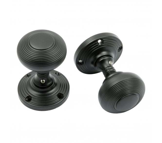 Prima Queen Ann Reeded Mortice Knobs - Matt Black