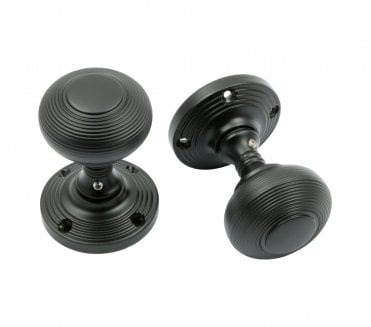 Prima Queen Ann Reeded Mortice Knobs - Matt Black