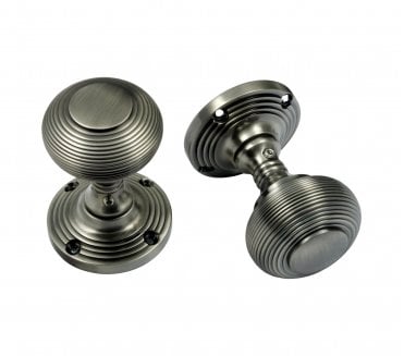 Prima Queen Ann Reeded Mortice Knobs - Pewter Finish