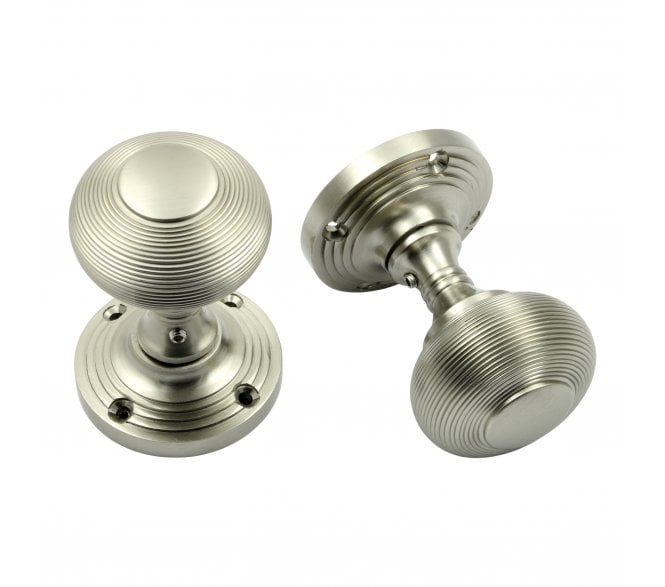 Prima Queen Ann Reeded Mortice Knobs - Satin Nickel