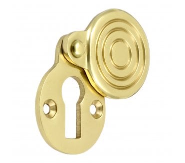 Prima Reeded Covered Standard KeyholeEscutcheon - Polished Brass