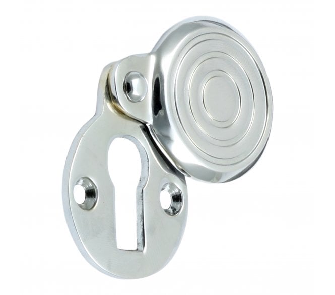 Prima Reeded Covered Standard KeyholeEscutcheon - Polished Chrome