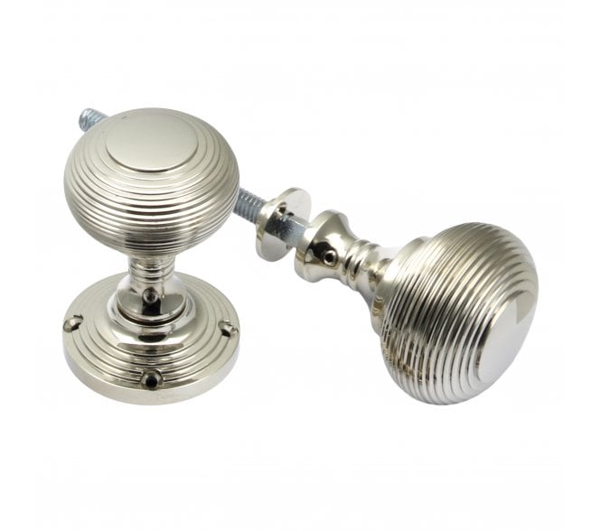 Prima Reeded Rim Knobs - Polished Nickel