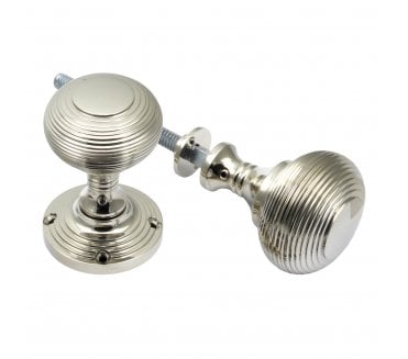 Prima Reeded Rim Knobs - Polished Nickel
