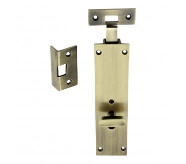 Prima Sliding Flush Bolt (Lockable) - 152mm x 38mm - Antique Brass