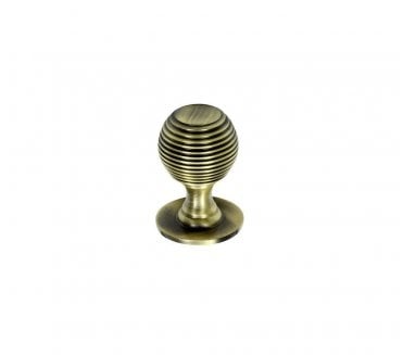 Prima Solid Reeded Cabinet Knobs - Antique Brass