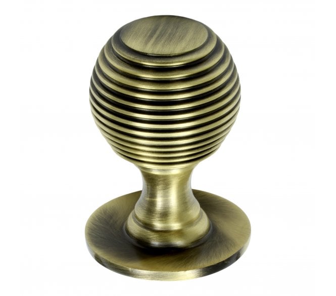 Prima Solid Reeded Cabinet Knobs - Antique Brass