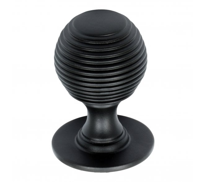 Prima Solid Reeded Cabinet Knobs - Matt Black