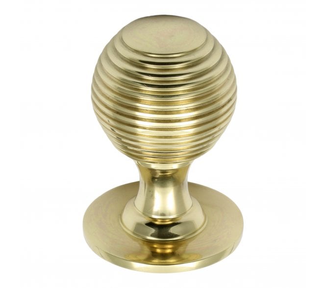 Prima Solid Reeded Cabinet Knobs - Polished Brass
