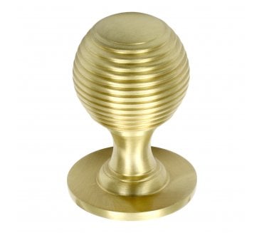 Prima Solid Reeded Cabinet Knobs - Satin Brass