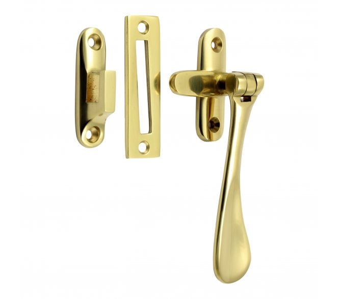 Prima Spoon End Casement Fastener - Polished Brass