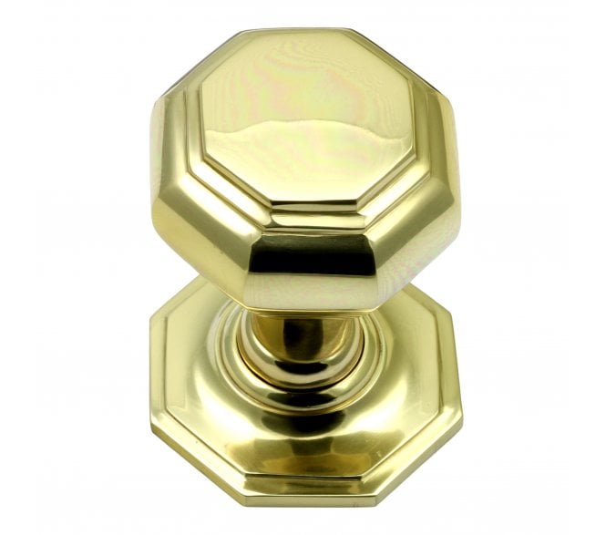 Prima UNL15 Octagonal Centre Door Knob - Unlacquered  Brass