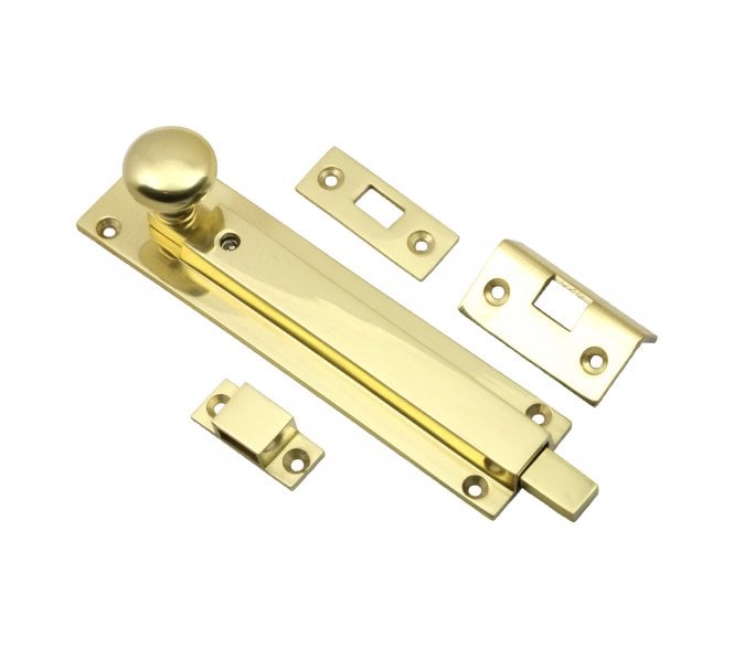 Prima UNL2017 Straight Locking Door Bolt - Unlacquered Brass