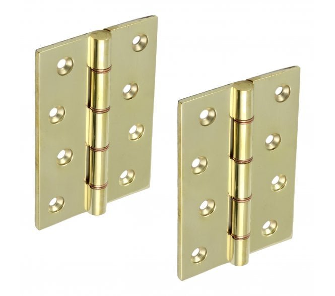 Prima UNL2040 Double Phosphor Bronze Washered Hinges - 100mmx67mm - Unlacquered Brass (Pair)