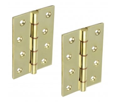 Prima UNL2040 Double Phosphor Bronze Washered Hinges - 100mmx67mm - Unlacquered Brass (Pair)