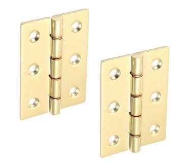 Prima UNL2040 Double Phosphor Bronze Washered Hinges - 76mm x 51mm - Unlacquered Brass (Pair)