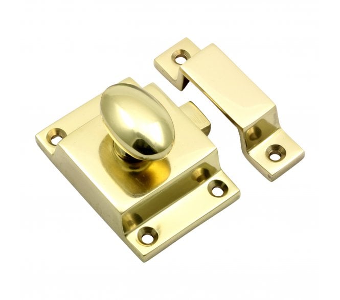 Prima UNL899 Cupboard Latch with Oval Knob - Unlacquered Brass