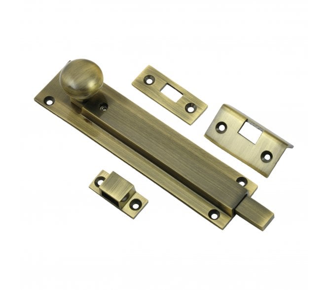 Prima XL2017 Straight Locking Door Bolt - Antique Brass