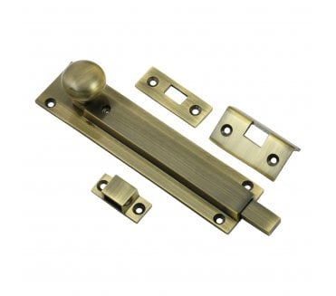 Prima XL2017 Straight Locking Door Bolt - Antique Brass