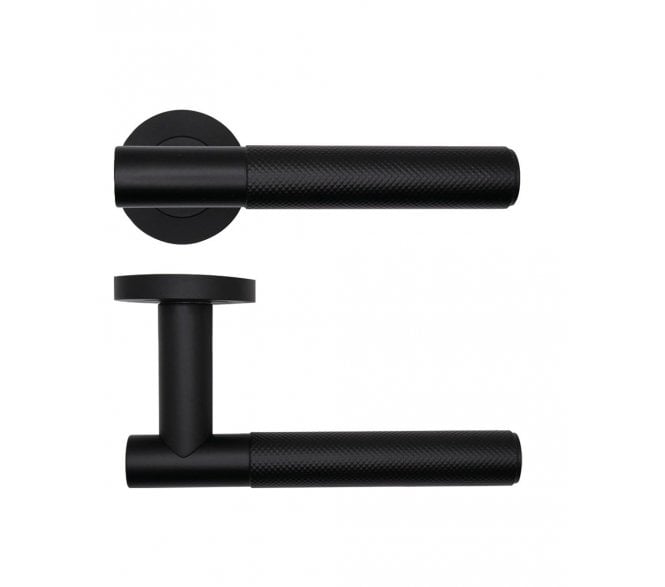 Rosso Magnilie Orta Knurled Lever On Rose - Matt Black