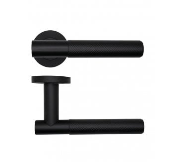 Rosso Magnilie Orta Knurled Lever On Rose - Matt Black