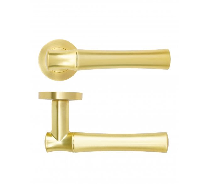 Rosso Maniglie Aldo Lever On Round Rose - Satin Brass